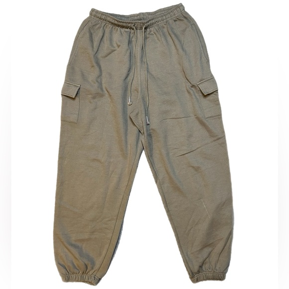fleece factory Pants - Factory Fleece Casual Olive Green Cargo Joggers
